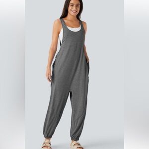 Halara U Neck Drawstring Pockets Casual Jumpsuit EUC